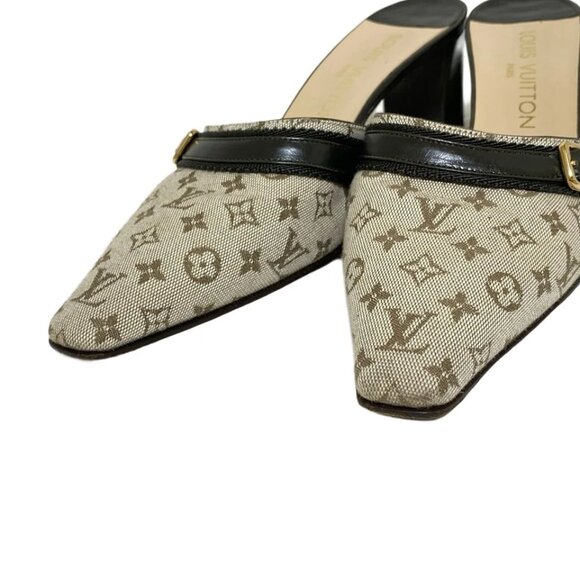 LOUIS VUITTON - Cream Khaki Women's Sandals Monogram Mini Canvas 180-090125 - Picture 6 of 9